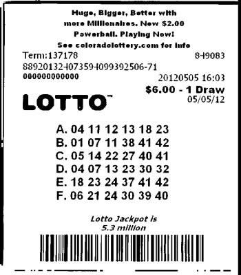 Лотерейный билет купленный на thelotter